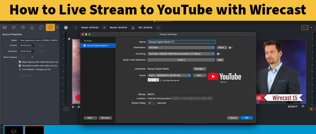 Live stream to YouTube with Wirecast